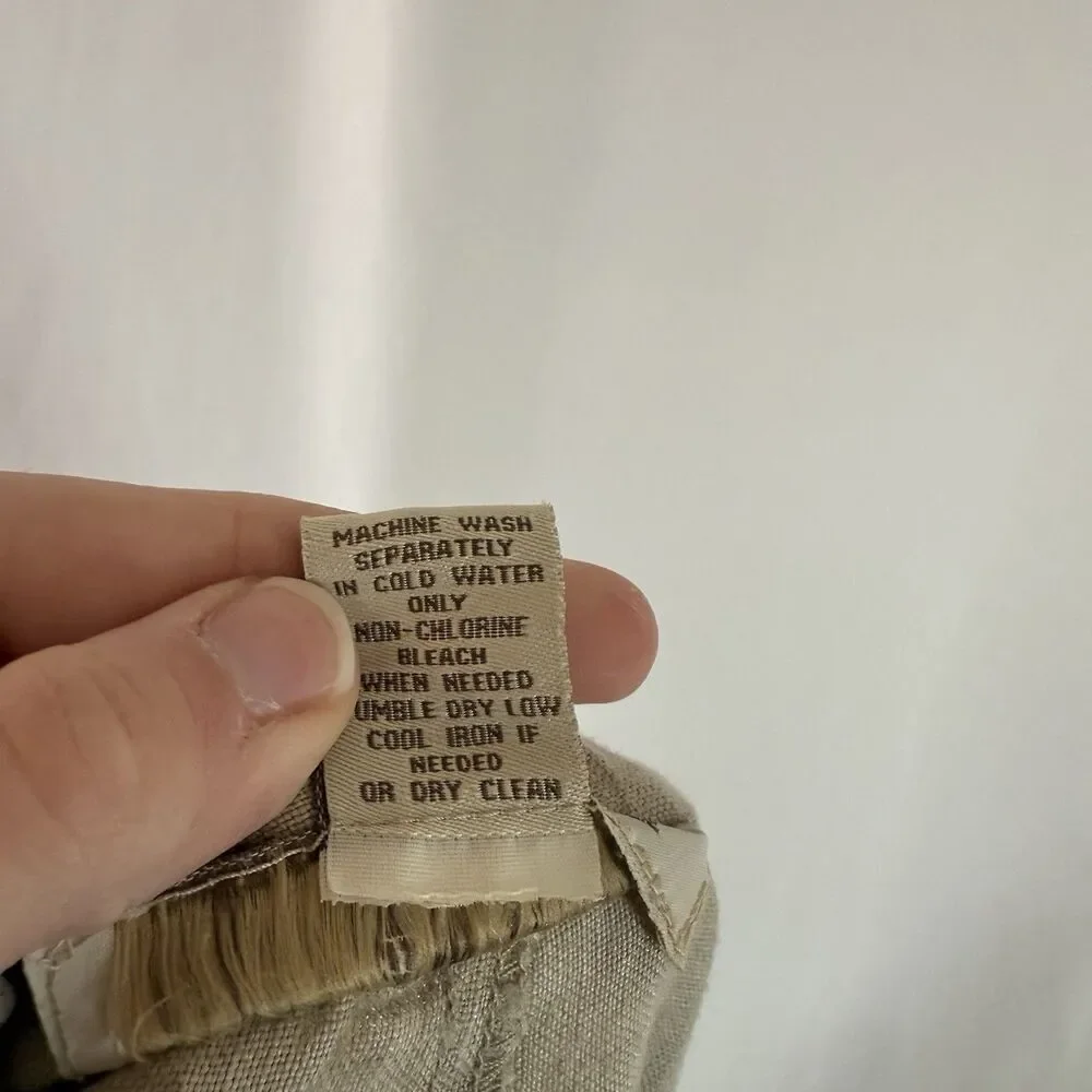 Island Republic 100% Linen Pants Men's 38x32 Beige Drawstring Flat Front